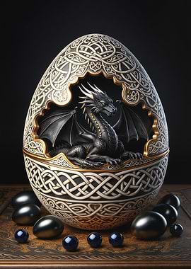 Dragon inside Celtic Egg