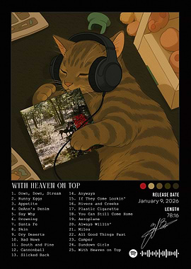 Cat with Headphones Album Cover Art
