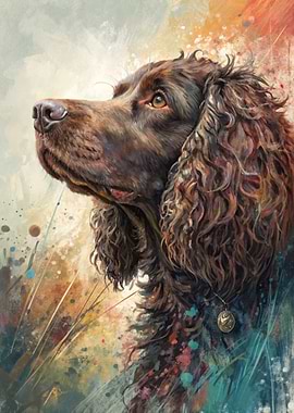 Boykin Spaniel Portrait with Abstract Background