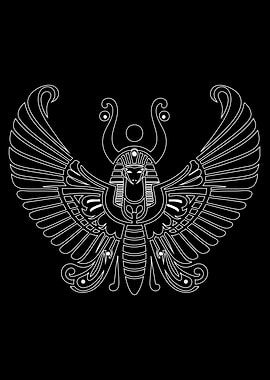 Egyptian Scarab Beetle Goddess White Outline