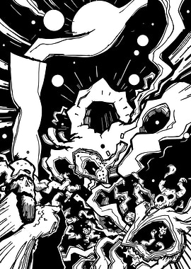 Monochrome Fantasy Battle Scene