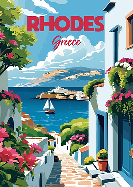 Rhodes Greece Travel Poster