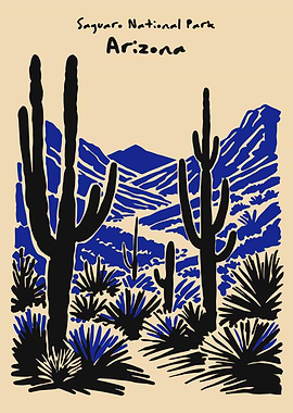 Saguaro National Park Arizona Illustration