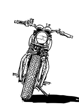 Motorcycle Illustration in Black and White