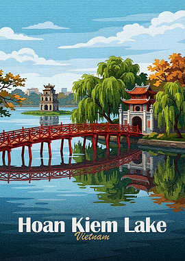 Hoan Kiem Lake, Vietnam Travel Poster