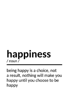 Happiness Definition Typography Art