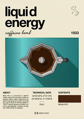 Liquid Energy: Moka Pot Illustration