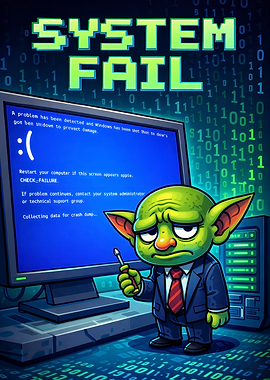 System Fail Goblin Cartoon