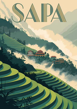 Sapa Vietnam Landscape Art