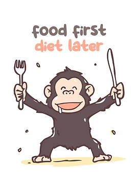 Food First, Diet Later Cartoon