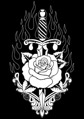 Rose and Dagger Tattoo Design