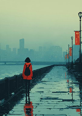 Rainy Walk by the River