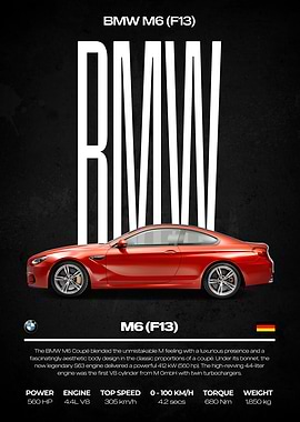 BMW M6 (F13) Car Poster