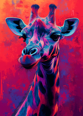 Colorful Giraffe Portrait