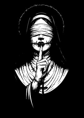 Creepy Nun with Barbed Wire