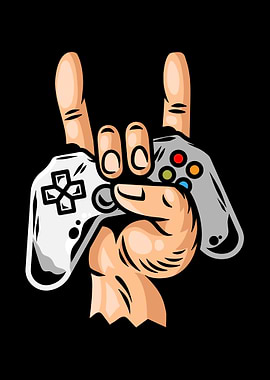 Rock on Gaming Hand with Controllers