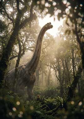 Brachiosaurus in a Lush Forest