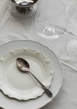 Elegant Table Setting with Silver Spoon