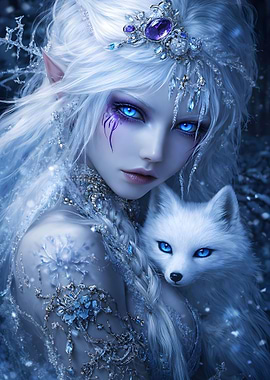 Ice Queen with White Fox