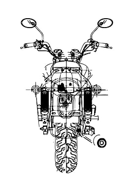 Motorcycle Blueprint Black and White