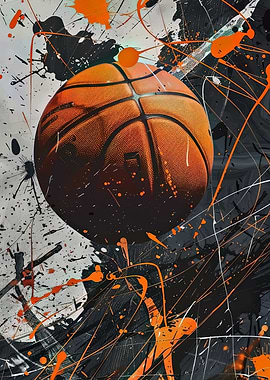 Basketball with Splatter Paint Art