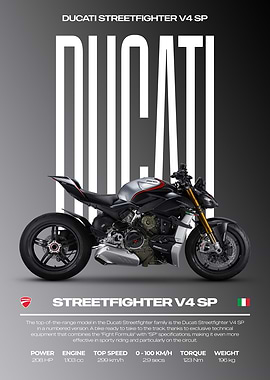 Ducati Streetfighter V4 SP Motorcycle Poster