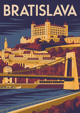 Bratislava Cityscape Travel Poster