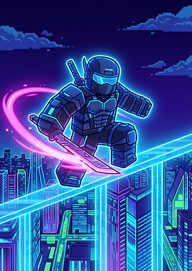 roblox Cyberpunk Ninja over Neon Cityscape