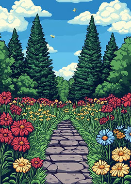 Pixel Art Garden Path