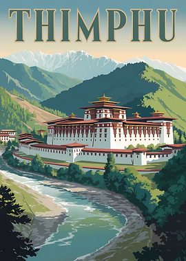 Thimphu, Bhutan Travel Poster