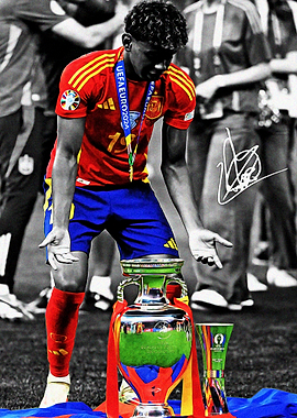 Soccer Player with UEFA Euro Trophy