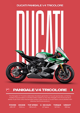 Ducati Panigale V4 Tricolore Motorcycle Poster