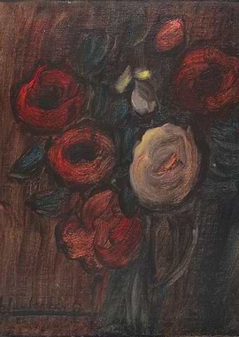 Floral Painting: Red and White Roses