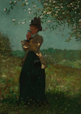 Woman with Flowers in a Field
