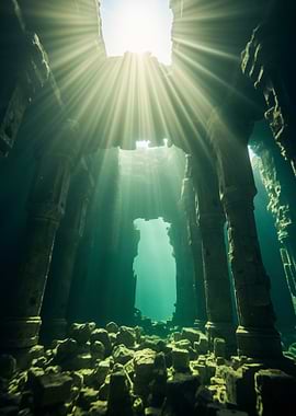 Sunken Ruins Underwater