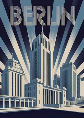 Berlin Cityscape Art Deco Poster