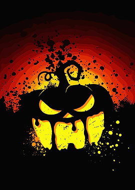 Spooky Halloween Pumpkin with Grunge Effect