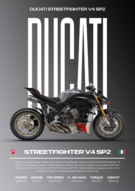 Ducati Streetfighter V4 SP2 Motorcycle Poster