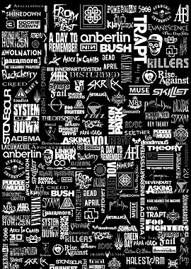 Rock and Metal Band Logos Collage