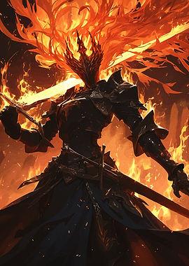 Fiery Knight in Armor