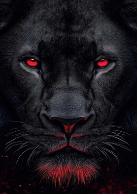 Black Panther with Red Eyes Portrait