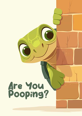 Cartoon Turtle Peeking with Funny Text