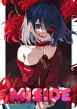 Creepy Girl with Red Flowers