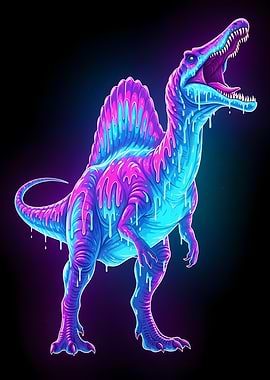 Neon Spinosaurus Dinosaur Illustration