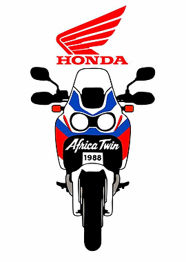 Honda Africa Twin 1988 Motorcycle Illustration