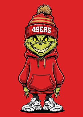 Grinch 49ers Fan Cartoon Illustration