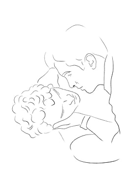 Line art of Ilya Rozanov and Shane Hollander in a cottage Heated rivalry