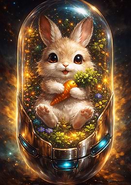 Cute Bunny in Futuristic Pod