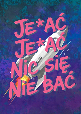 Rocket with Motivational Starry Text
