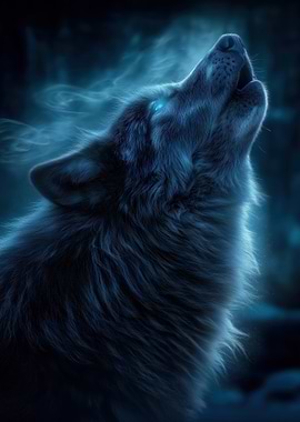 Howling Wolf in the Night